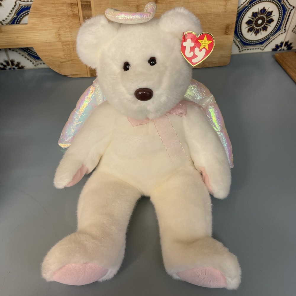 TY Beanie Buddy - HALO the Angel Bear 14.5" 1999 Stuffed Animal Toy
